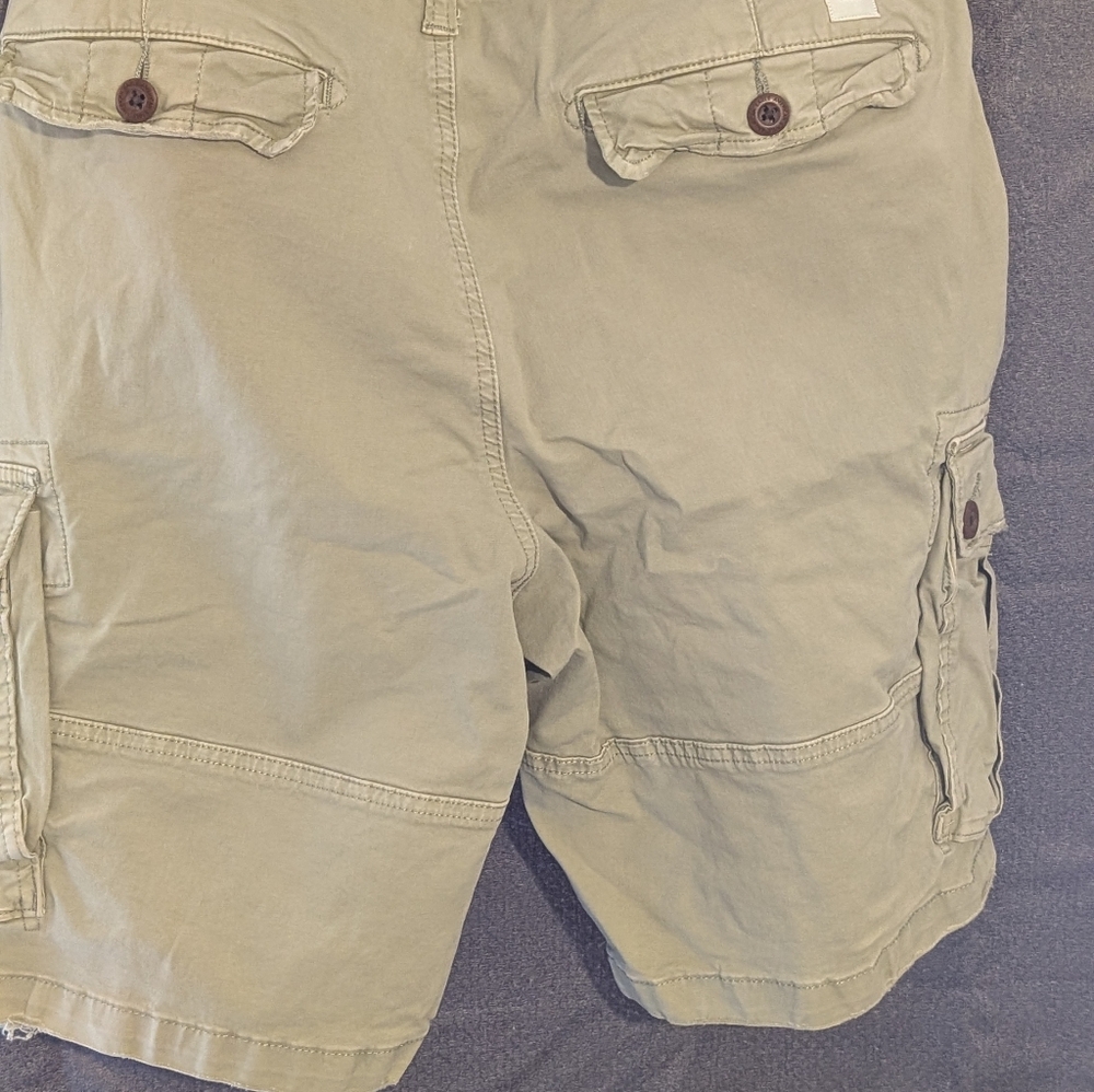 Men's Casual Cargo Shorts - Light Washed Olive SZ-36 - Picture 6 of 7
